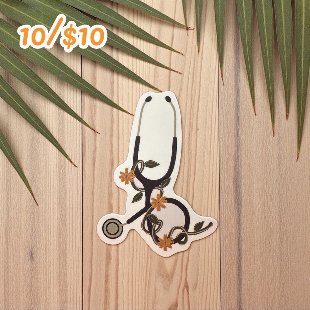Floral Vine Stethoscope Sticker – Matte | 2.5”